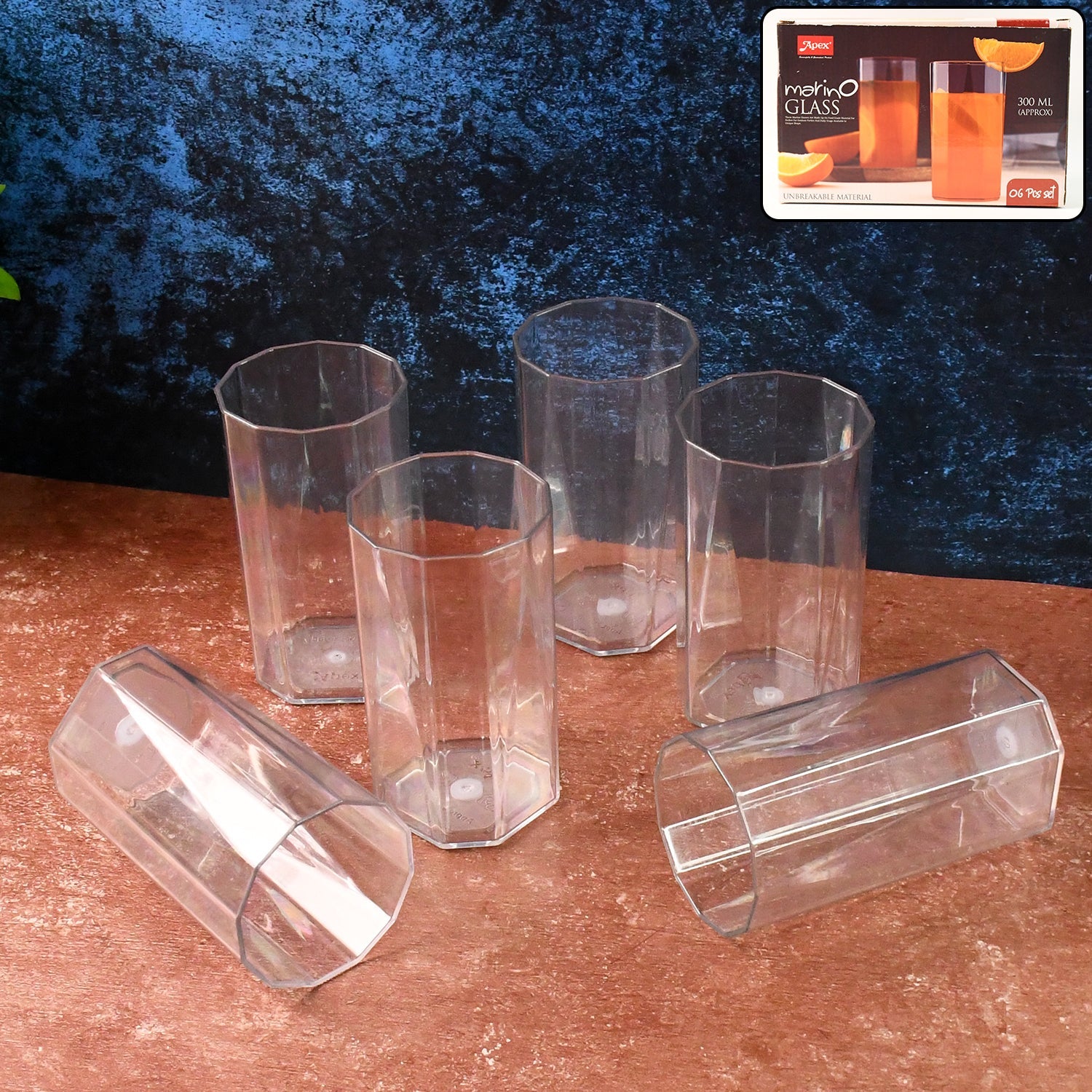 Hexagon Shape Metro Plastic Glass Set Hexagon Shape Metro Plastic Glass Set